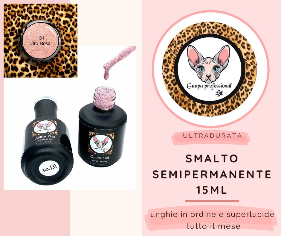 Smalto Semipermanente n 131(15ml) champagne glitterato